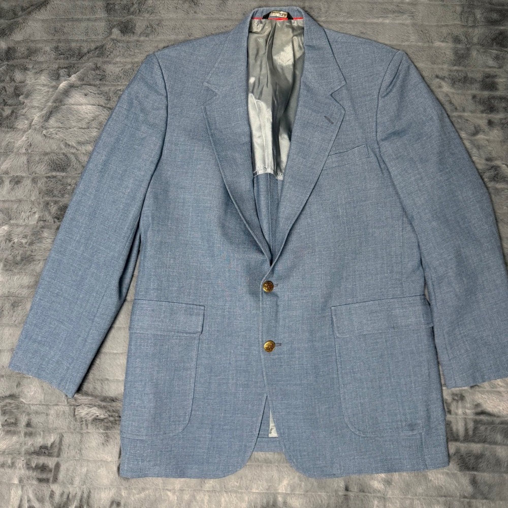 Arnold Palmer John Peel Ltd Vintage Mens Blue Blazer Gold Crest Buttons USA 44